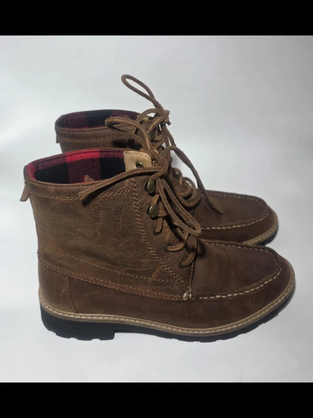 Sperry Leather Lace-Up Ankle Boots Brown Lug Sole Women’s Size 6.5 Excellent